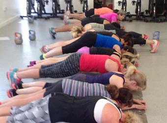 Group doing press-ups